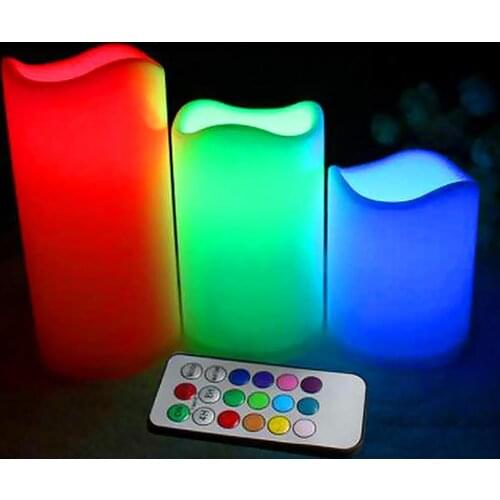 3Pcs/Set Color Change Gradient LED Candles Remote Control Electronic Breathing Candle Night Lights Wedding Party Decoration