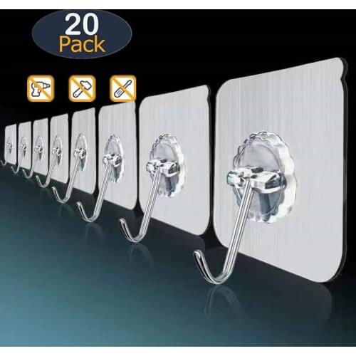 5-20pcs Transparent Hangers Self Adhesive wall Hooks Storage Holders In Bathroom Kitchen Stick on Door Hooks Load Rack Cup Sucke