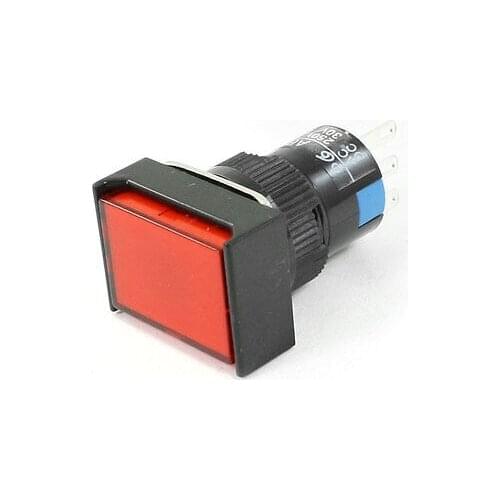AC 250V 3A DC 30V 5A 1NO 1NC Momentary Red Rectangular Push Button Switch