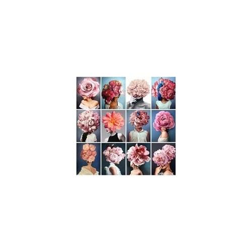 Diamond Painting Women with Flower 5D Diy Diamond Embroidery Full Round& Square Drill Diamond Mosaic Cross Stitch Home Decor