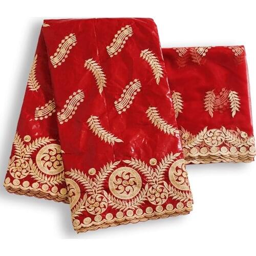 Bazin Riche Tissues 2021 Cotton Patchwork Fabrics Embroidery Tissu African Black Gold Materials For Sewing Clothes 5+2 yards/lot