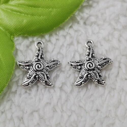Free Ship 216 pcs Antique silver starfish charms pendant 20x18mm