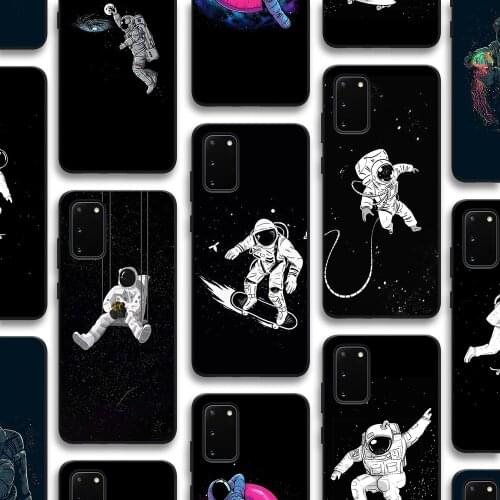 Space Astronaut Case for Samsung Galaxy S21 A51 S20 A50 A71 A70 A12 A21S S10 S9 S8 A20 A30 S10e Note 20 10 Plus Ultra Lite TPU
