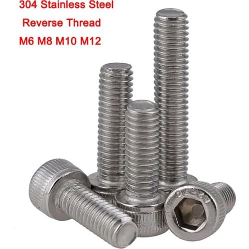 DIN912 304 Stainless Steel Reverse Thread Left Teeth Hex Socket Screws Twill Cylindrical Head Bolts M6 M8 M10 M12