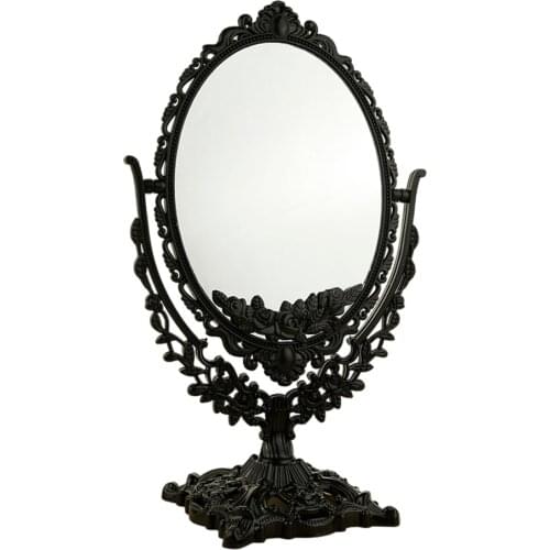 Vintage Style Double Sided Desktop Makeup Mirror Oval Stand Mirror, Detachable
