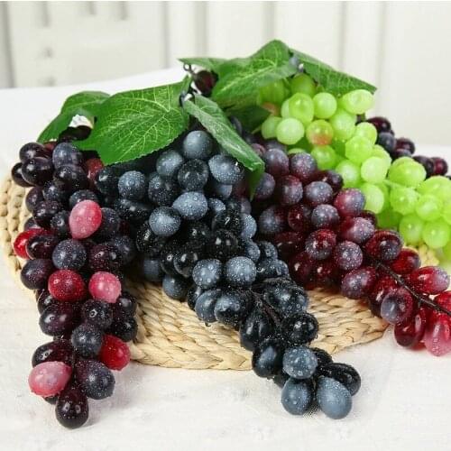 Hot Sell12/18/22/36/45/60/85/110 Heads Black Red Green Purple Hanging Artificial Grapes Photography Props Decoration Fake Fruits