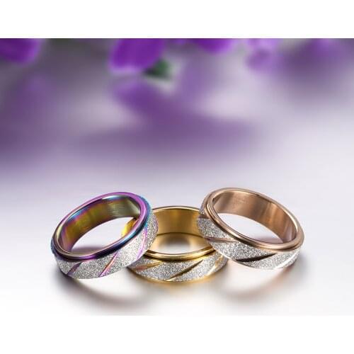 INSCHIC 2020 Trends Supernatural Colorful Frosted Gifts For Women Female Rings Slash Rotate Stainless Steel Wedding Party Rings