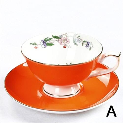 Bone China Coffee Cup Sets Colorful Flower Ceramic Tea Cups And Saucers British Office Teacup Porcelain Nice Gift
