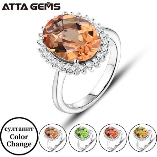 ATTAGEMS Solid 925 Sterling Silver Rings For Women Girl Diaspore Zultanite Sultanite Gemstone Christmas Gift Part Fine Jewelry
