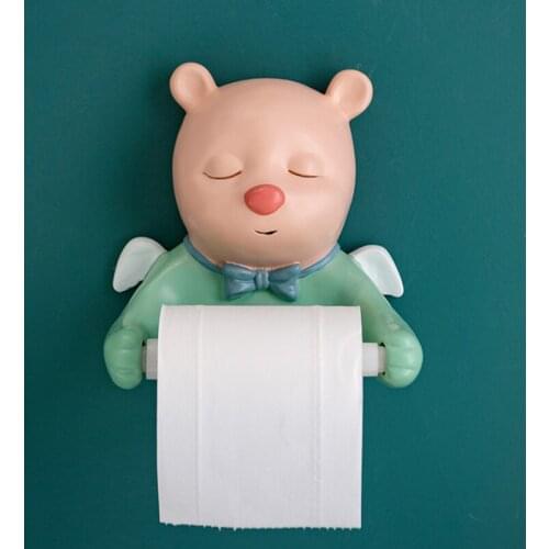 Tissue Box 3D Cute Bear Statue Tissue Holder Home Decor Toilet Roll Paper Dispenser Room Wall Sculpture Decoration Napkin Holder