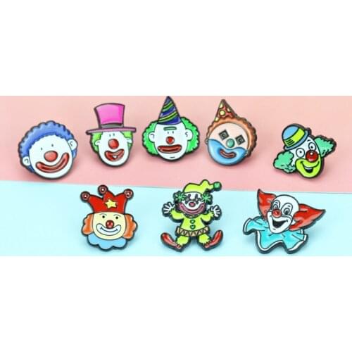 Fashion Circus Clown Anime Metal Pin Brooch Badge For Women Cute Anime Hijab Pins Trendy Enamel Pin Brooches Funny Accessories