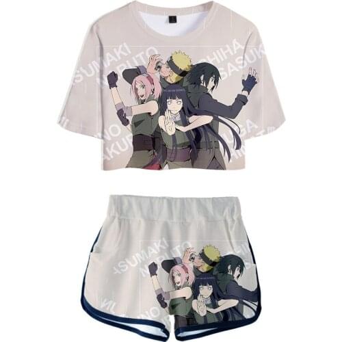 Trendy explosion 3D ladies suit Akatsuki 3D printing sexy suit Fashion womens casual suit T-shirt+shorts Akatsuki suit