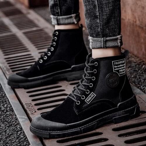 Mens casual shoes Winter shoes men High quality fashion black shoes High canvas shoes men Non-slip wear shoes for men Joker
