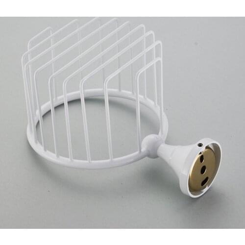 Wall Mounted Toilet Paper Roll Holder Tissue Dispenser Basket Bathroom Rack, White