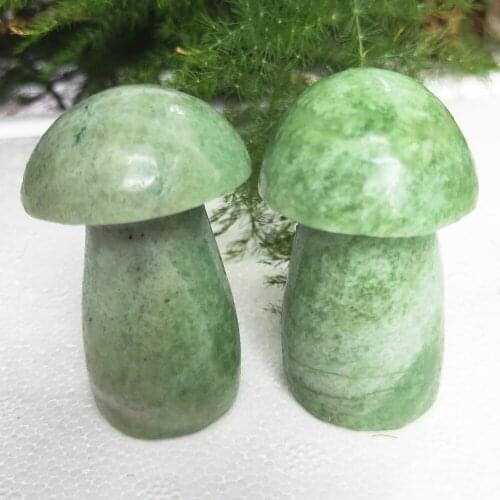 Natural Green Serpentine quartz mushroom Hsiuyen jade crystal buttom mushroom healing 1pcs