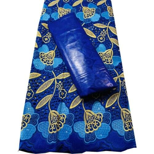 New African Bazin Riche Brode Fabric Combine Swiss Voile Cotton Lace 2021 Damask Guinea Brocade Lace Fabric 2.5+2.5yard VKM116