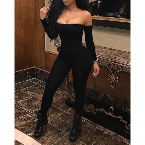 Ueteey New Jumpsuit Sexy Solid Skinny Praty Night Club Wear Off Shoulder Women Jumpsuit