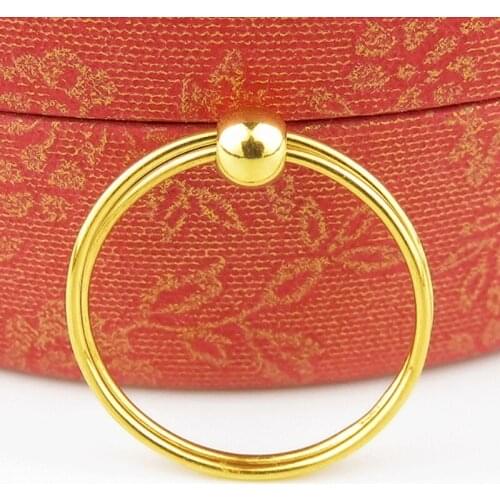 New Pure 24K 3D Yellow Gold Ring Beatuiful Smooth Bead Double Circle Ring US Size 5-10 for Woman