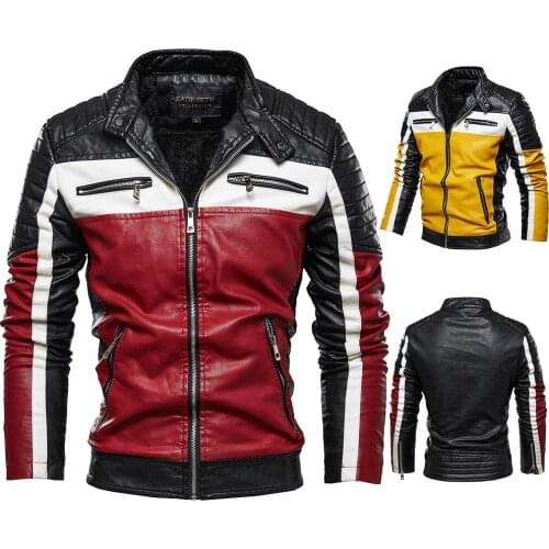 New Arrive Winter Motorcycle Fleece Leather Jacket Mens Leather Jackets Fashion Street Style Masculina Mens Leather Warm Coats