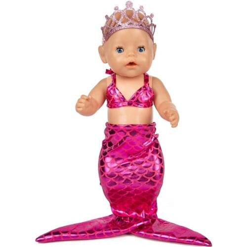 Born New Baby Doll Clothes Fit 18 inch 40-43cm Red And Blue And Green Mermaid Doll Clothes Accessories For Baby Birthday Gift