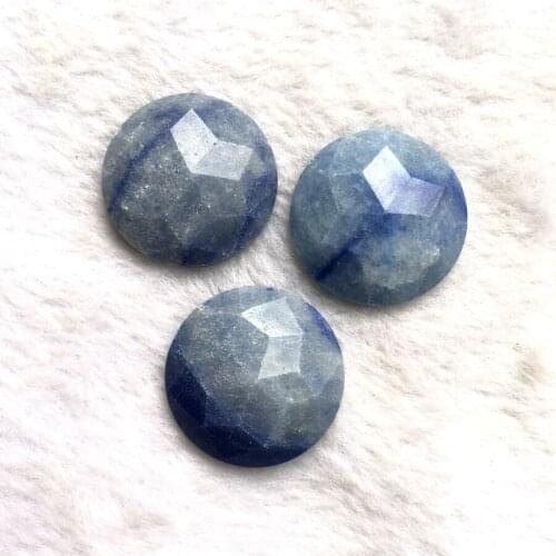 Wholesale 1pcs 100% Natural Blue Aventurine Bead Cabochon 29mm Faceted Round Gem stone Bead Cabochon Ring Face