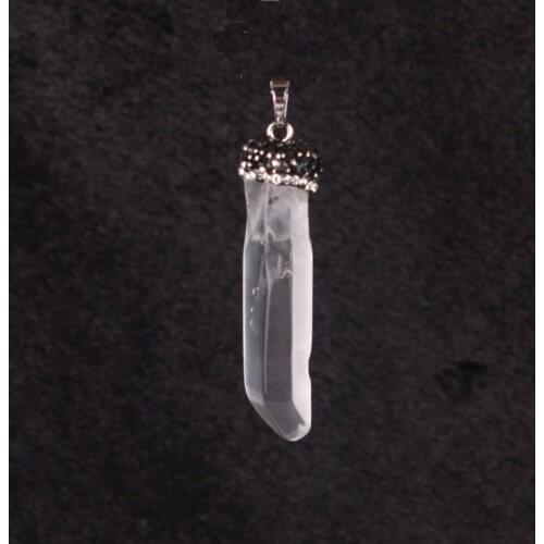 Wholesale 12pcs/lot Vintage Exaggeration Natural Stone Clear Quartz White Crystal Pillar Piont Pendants Charms Pendulums Free