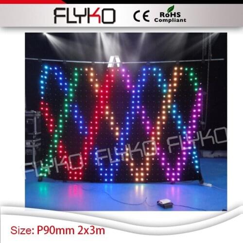P9cm 2x3m indoor soft led video curtain christmas decoration display screen