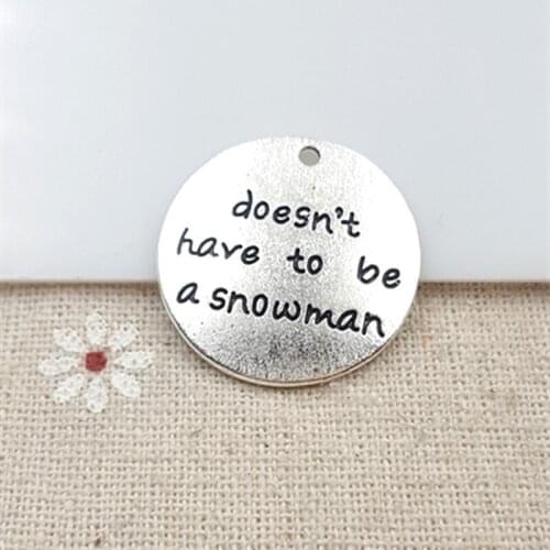 2020Hot selling 10 pcs/Lot 25mm Antique Silver plated colou letters printed doesn't have to be a snowm round disc message charms