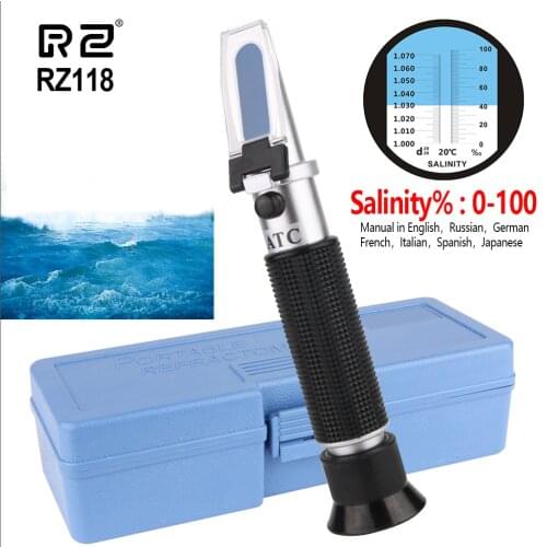 RZ Refractometer Seawater Salinity Auto Water Salt Hydrometer Tester Professional 0-10% Aquarium Digital Handheld Refractometer