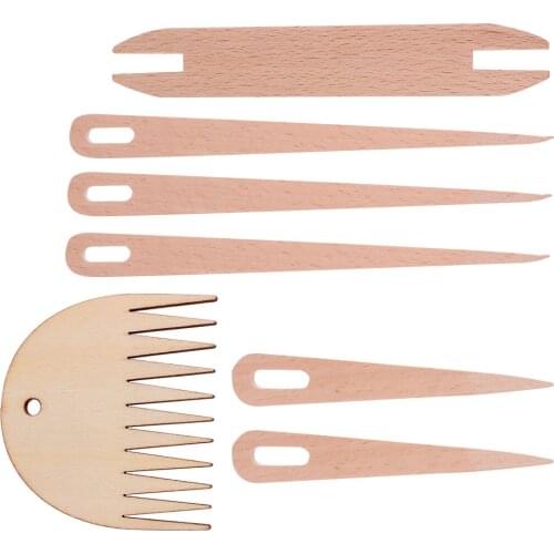 1 Set Hand Loom Stick Wooden Crochet Needle Weaving Comb Shuttles Weaving Stick Wooden Handle DIY Tool Sewing Accessories