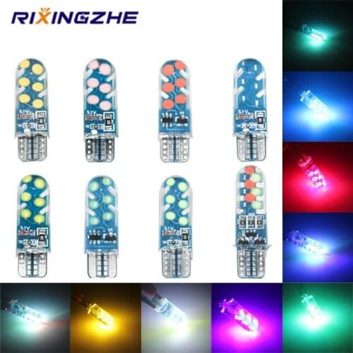 10PC RXZ RRGB T10 W5W Silicone Flash Strobe LED Bulbs Car Dome Reading Light Automobiles Wedge Lamp Bulb With Remote Controller