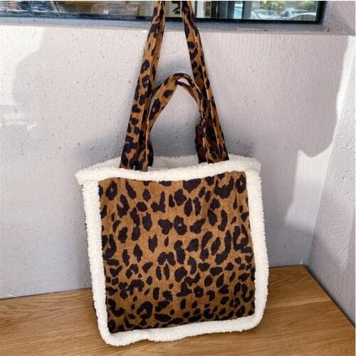 Corduroy Tote Bag Shopper Bags Women Designer Handbags 2021 Girl Fashion Casual Vintage Rose Plush Stitching Thick Shoulder Bags