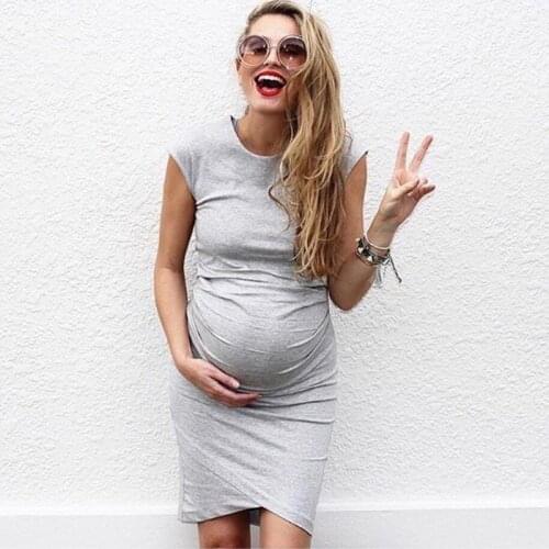 Spring Maternity Dresses Women Sleeveless Bandage Pregnancy Maternity Dress Plus Size Solid Color Vest Dress Pregnancy Gowns