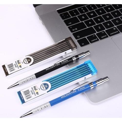 High Quality Metal Automatic Mechanical Pencil 2.0 mm 2B Lead Holder Drafting Drawing Pencil set Office school Supplies Shipping