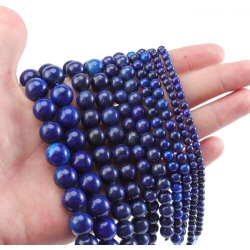 Xinyao Natural Lapis Lazuli Round Beads 4 6 8 10 12mm Diy Bracelet Necklace Fashion Jewelry Making Gift