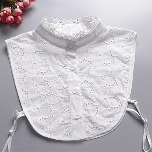 YSMILE Y Women Sweet Hollow Out Floral White Detachable Collar Fashion Lace Stand Shirt Decoration Collar For Lady