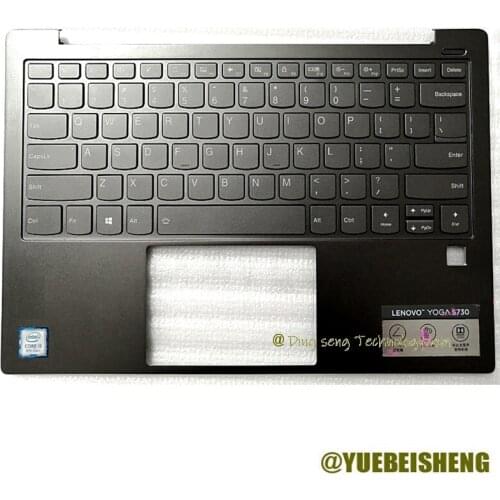 YUEBEISHENG New for Lenovo Yoga S730 YOGA S730-13IWL plamrest US keyboard upper cover FP hole,Dark gray