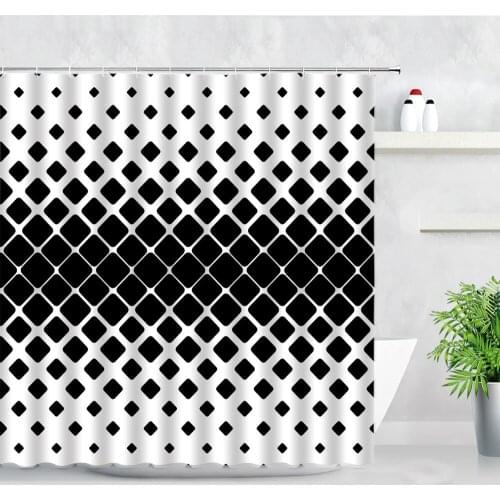 Black White Geometric Pattern Shower Curtain Creative Abstract Art Cube Fashion Nordic Decor With Hooks Fabric Bathroom Curtains