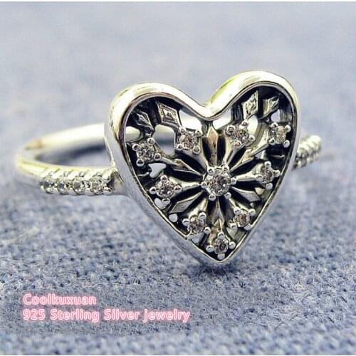 100% 925 Sterling Silver Ring Heart of Winter Ring, Clear CZ Rings for Women Finger Fine Jewelry New Free Shipping