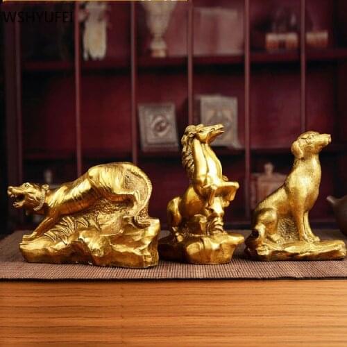 Golden Chinese Style Fengshui Zodiac Mascot Cooper Statue Home Decor Opened Birthday Present Office Car Study Ornament Crafts