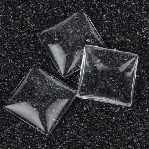 10pcs/lot 25mm Square Flat Back Transparent Clear Glass Cabochon Jewelry For Jewelry Making