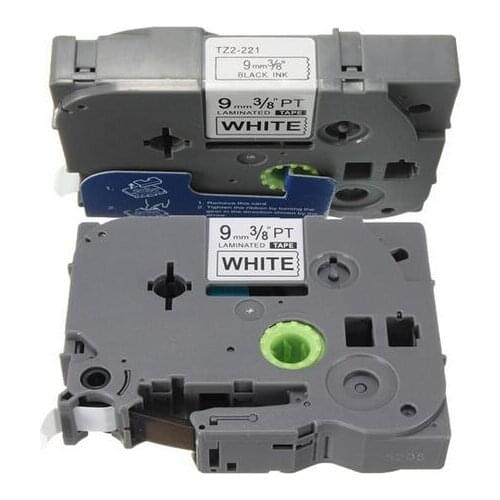 10PCS tz221 tze221 Tze-221 tz-221 brother tze tz label tape 9mm P-touch label printer Ribbon label maker 8m