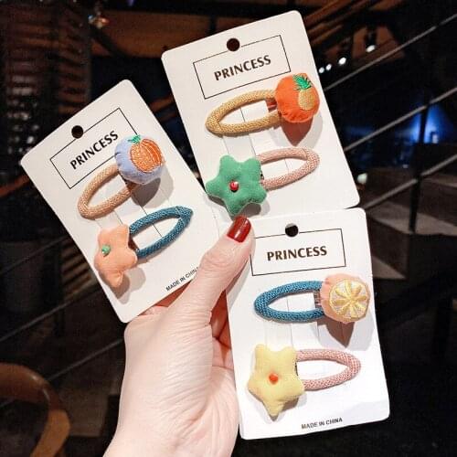 2Pcs/Set Children Headwear Set Girls Simulation Vegetable Fruit Hairpins Kids Cartoon Pineapple Watermelon Barrettes Headbands