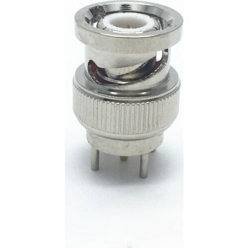 20pcs Copper BNC Thru hole Plug with Male Center Pin in Straight RF Connector PCB Mount with Post Terminal 4 Studs BNC-KE Q9KE