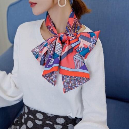 2019 Brand New Design Double-deck Twill Belt Chain Women Scarf Neckerchief Silk Scarves For Ladies Head Scarf Handkerchief