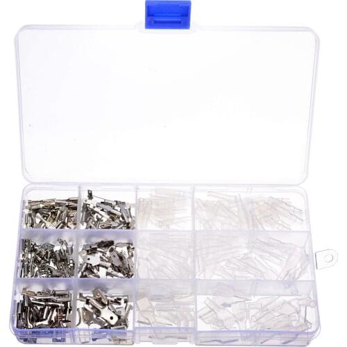 270pcs Electrical Terminals Connector Male & Female Crimp Spade Terminals Connectors Sleeve Wire Insulated Kit 2.8/4.8/6.3mm