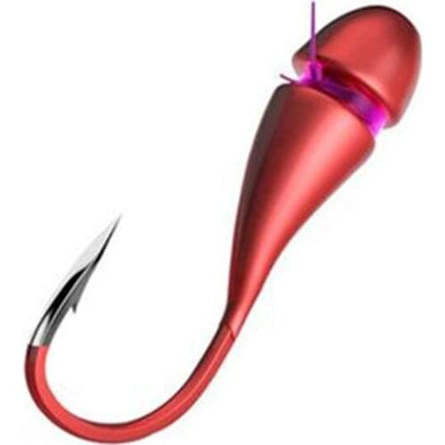 5 Pcs/lot Hot Sale Red Overturned Fishing Hook Imitate Red Earthworm Hooks Tin Jig Head Fishhooks