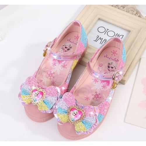 Disney childrens crystal shoes 2020 new girls' single shoes Frozen 2 elsa Princess shoes Sophia catwalk show shoes high heels