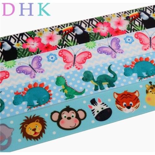 DHK 1.5'' Free shipping animals dinasour butterfly printed grosgrain ribbon Accessory hairbow headwear DIY decoration 38mm S775