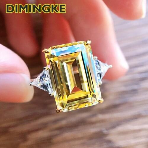 DIMINGKE 10*14 Rectangle High Carbon Diamond Womens Ring 100% S925 Sterling Silver Wedding Women Engagement Party Fine Jewelry